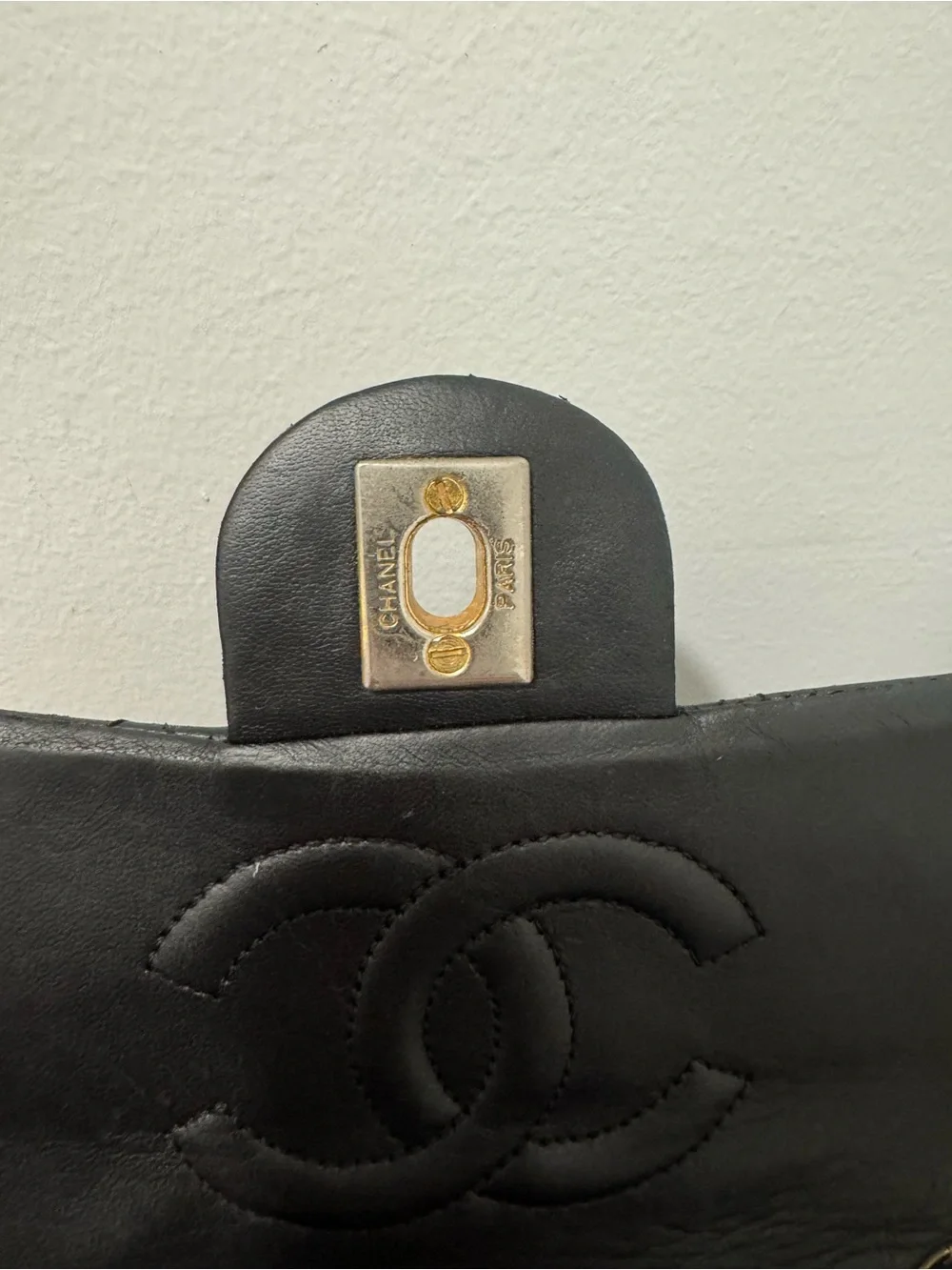 Vintage Chanel Black Lambskin Square Mini Double Flap 24k GHW